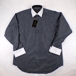 Donald J Trump Signature Collection Men's Dress Shirt 16.5 34/35 Black/White